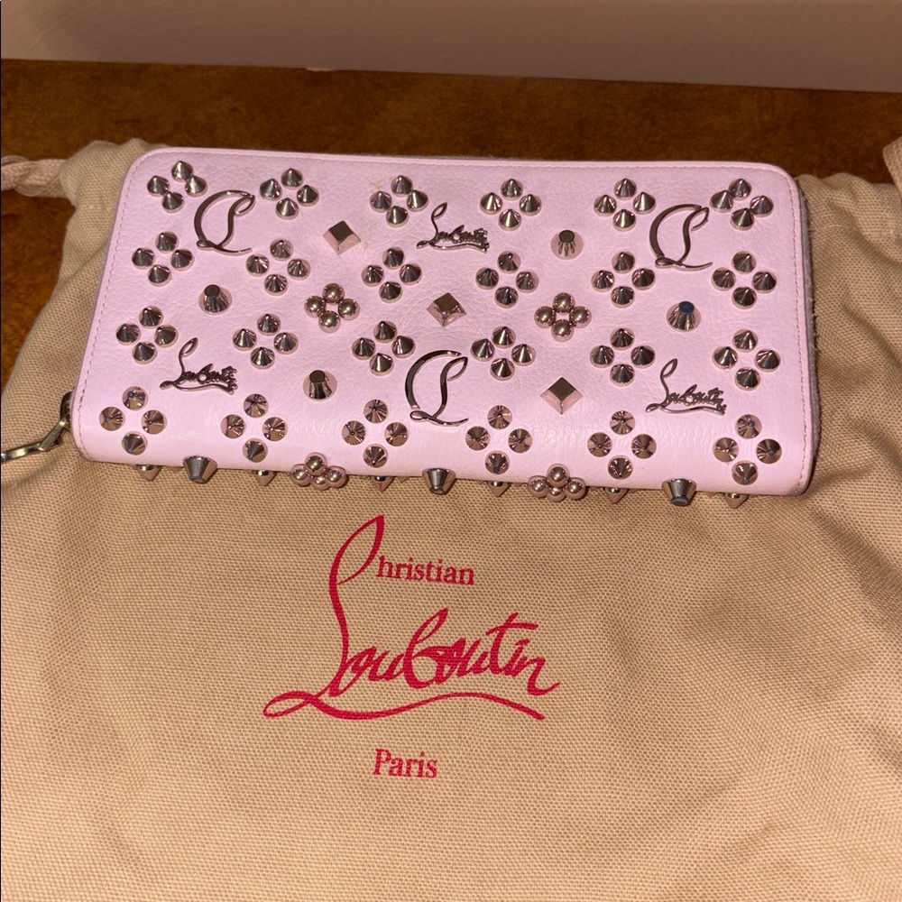 Christian Louboutin Light Pink Studded Clutch